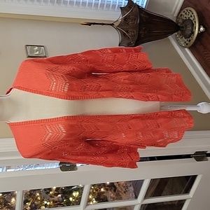 Joseph A coral reef open weave cardigan sweater 3/4 bell sleeve Medium New …
